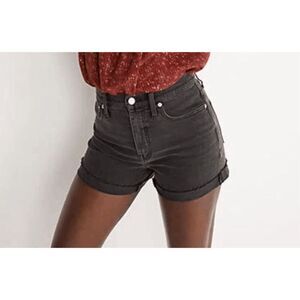 Madewell Lunar Black Wash Denim Curvy High Rise Jean Shorts Women's Size 31